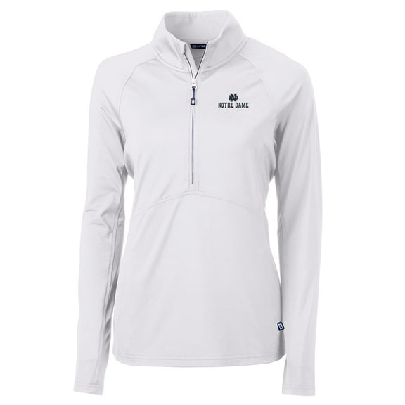 Women's Cutter & Buck White Notre Dame Fighting Irish Adapt Eco Knit Half-Zip Pullover Jacket