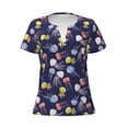 thumbnail image 3 of Naloa Colorful Jellyfish Print T-Shirts Short Sleeve V Neck Tees for Women Fashion Tops Trendy Lightweight Soft Casual Summer Outfits Clothes, 3 of 5