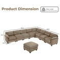thumbnail image 6 of Bonzy Home Convertible Sectional Sofa With Ottoman, Ultra‑Comfort Seating – Configurable for Living Room & Family Room, Brown, 6 of 10