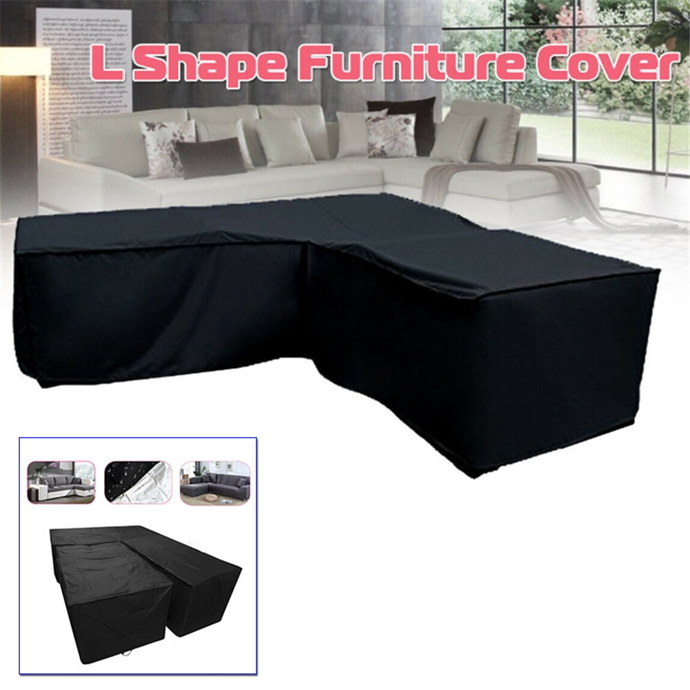 Xploit 210D Black L Shape Corner Furniture Sofa Rattan Dustproof Protection Cover Outdoor Dining Patio Set Cover Waterproof 