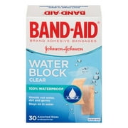 Band-Aid Water Block Plus Clear Transparent Adhesive Bandages - 30 Ea