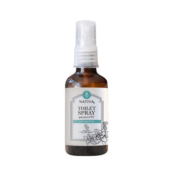 Nativa5 Toilet Spray Aroma OH MENTA! - Spray Aromatizante para antes de ir al baño. ¡Elimina olor del WC antes de ir al Baño! PORTABLE Llévalo contigo siempre. Poop Spray. 50ML Nativa5 NA