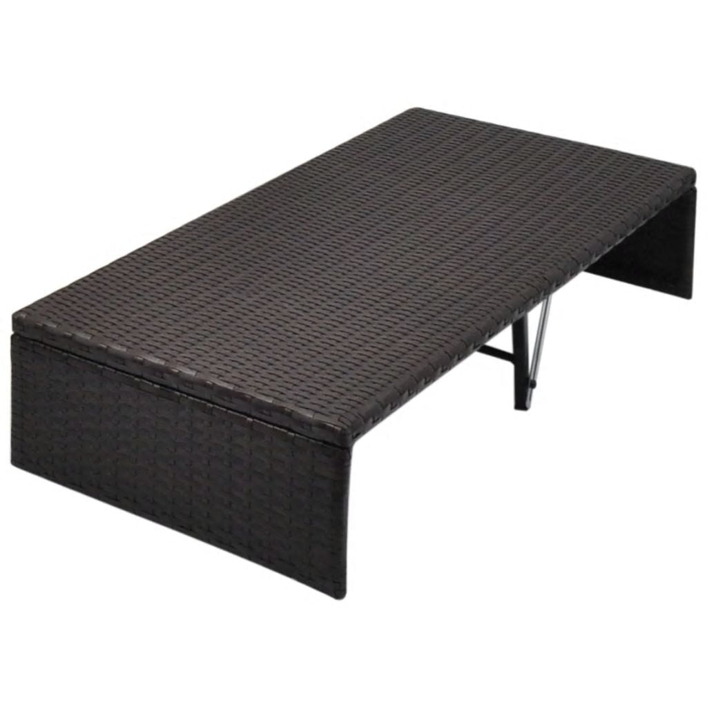 Kepooman Sun Bed with Curtains for Patio Garden, Brown Kepooman Sun Bed with Curtains for Patio Garden, Brown