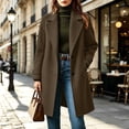 thumbnail image 4 of MaFYtyTPR Women's Thicken Wool Coat Lapel Collar Button Down Mid-Length Casual Solid Outerwear with Pockets Z-Khaki M, 4 of 7