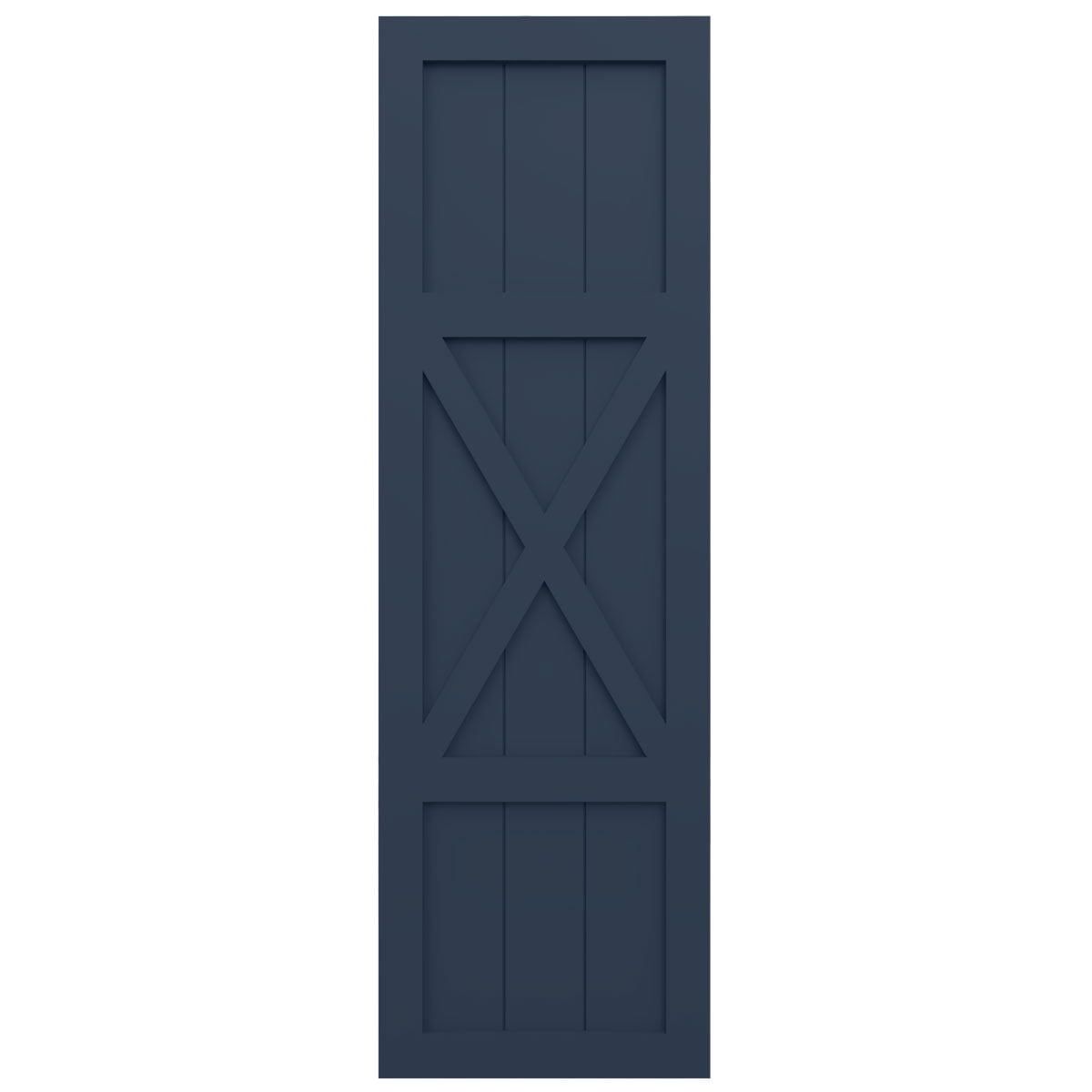 Ekena Millwork 15"W x 69"H True Fit PVC Center X-Board Farmhouse Fixed Mount Shutters, Starless Night Blue (Per Pair - Hardware Not Included)