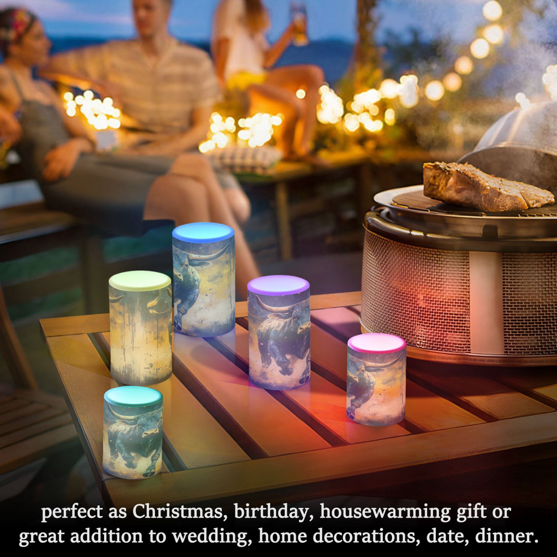 2 PCS Flameless Candles with Remote Timer LED Battery Operated Flickering Candle Light for Wedding Table Home Decoration Gifts A Bull Charging