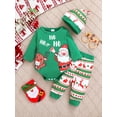 thumbnail image 2 of ENFLASH Newborn Baby Boys Christmas Outfit 3 6 9 12 18 Months Santa Claus Reindeer Romper Pants Hat 3pcs Set Clothes, 2 of 12