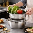 thumbnail image 5 of Multifunctional Stainless Steel Basin, Colander Strainer Set, Salad Spinner Fruit Vegetable Rice Washing Strainer Basket Bowl, Rice Rinser Food Graters with Container, 5 of 7