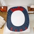 thumbnail image 5 of Homewish Teens Baseball Print Bed Sheets, Navy Maroon Abstract Stripe King Sheets, Cartoon Sports Theme Sheet Set, Luxury Bedroom Decor, 4-Piece, 5 of 7
