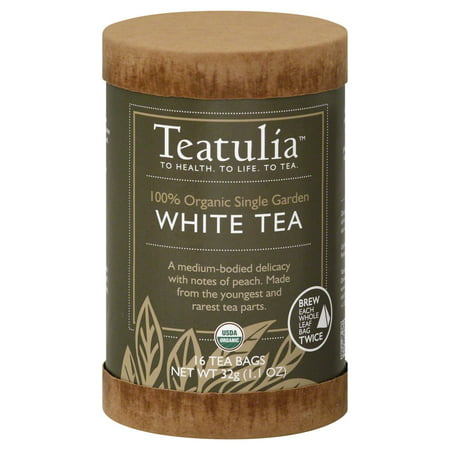 Teatulia Jardin unique organique thé blanc, 16 pyramide feuille entière comte infusettes