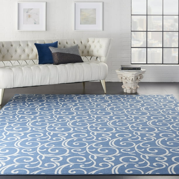 Nourison Grafix Botanical Teal Blue Area Rug