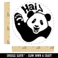 thumbnail image 2 of Waving Panda Saying Hai Self-Inking Rubber Stamp Ink Stamper - Green Ink - Small 3/4 Inch, 2 of 7