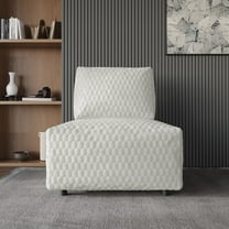 Home Design Amos Velvet Accent Chair for Living Room, Light Beige, Movable Backrest, Removable Cover, Back Pillow Design, High-Density Foam Padding, Sturdy Frame & Silent Footrest