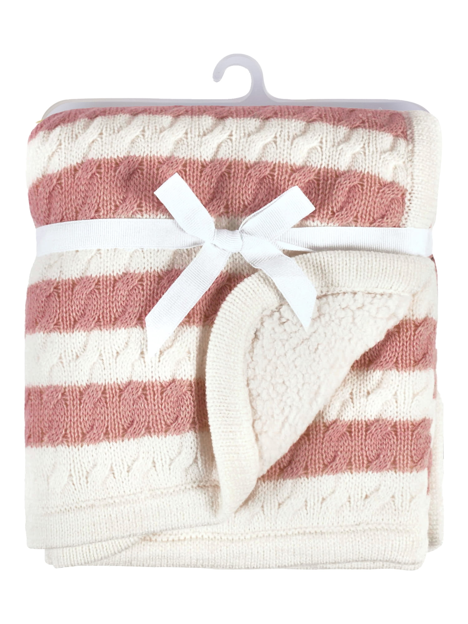 Modern Moments by Gerber Baby Boy or Girl Cable Knit Blanket with Sherpa, Coral