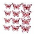 thumbnail image 3 of Paquete de 12 pegatinas de pared 3D de mariposa hueca para decoración de pared, impermeables, 3 tamaños para accesorios de decoración de boda Rojo, 3 of 9