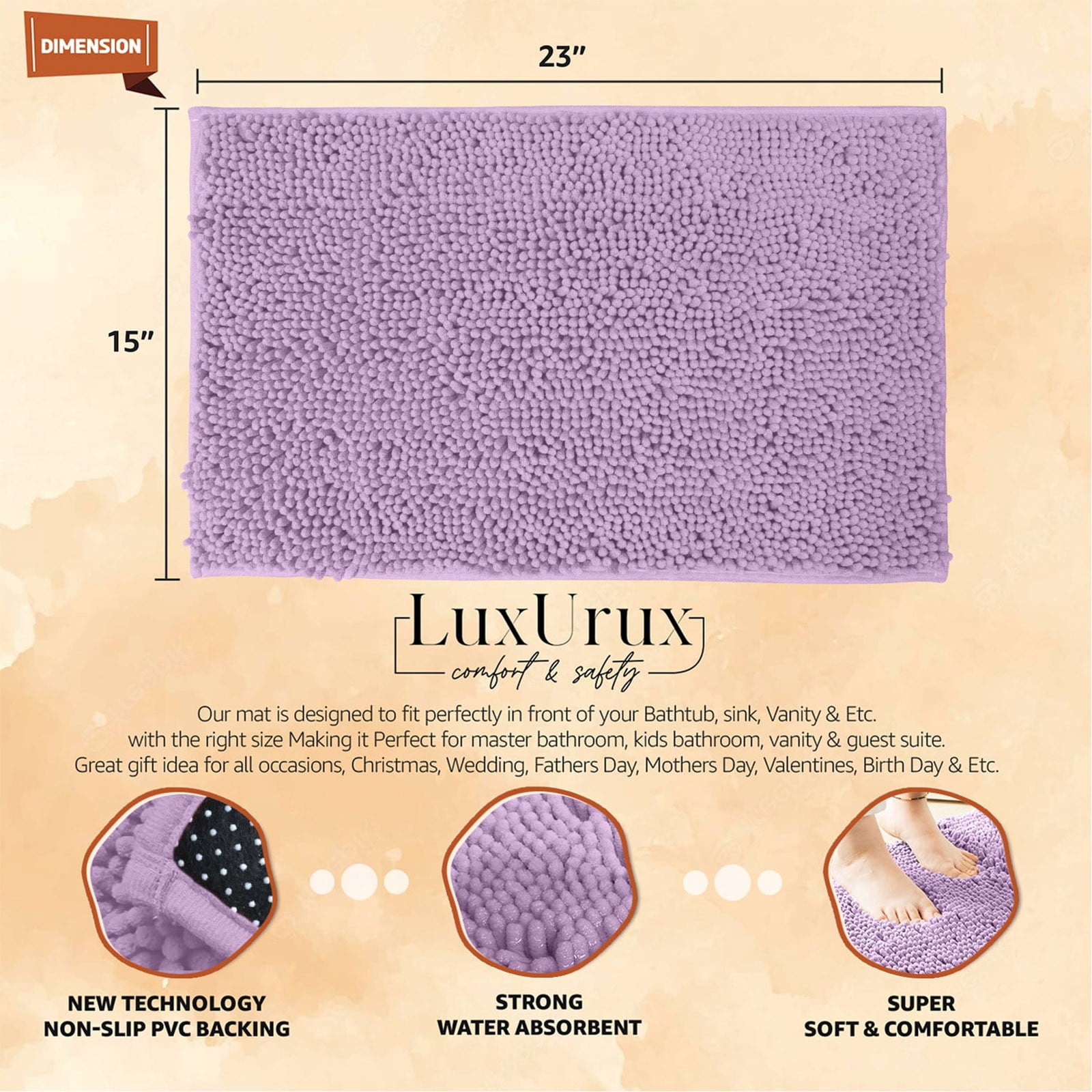 Winty Carpet,Floor Mat,Bath Mat Extra Soft Plush Bath Shower Bathroom Rug Super Absorbent Shaggy Bath Rug. Machine Wash & Dry,Area Rugs