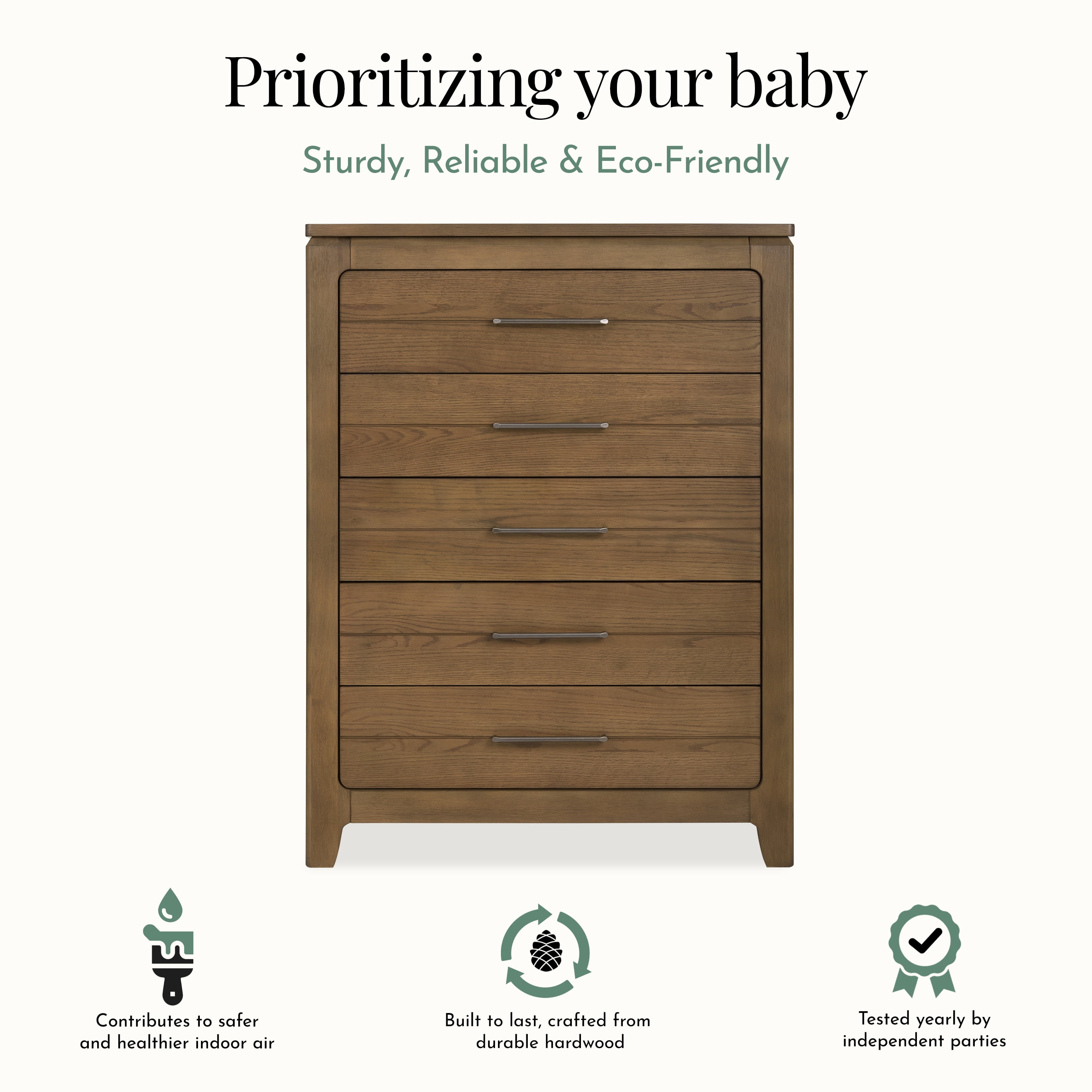 Evolur Oakley Tall Chest, Hickory