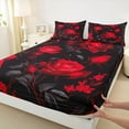 thumbnail image 3 of Castle Fairy Boys Girls Floral Red Rose Twin Sheet Sets 3pcs,Exotic Style Twin Fitted Sheet Microfiber,Spring Garden Breathable Flat Sheet,Luxury Bedroom Decor, 3 of 7