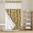 thumbnail image 6 of No Hook Shower Curtain with Snap in Liner, Summer Watercolor Sunflowers Waterproof Fabric Bathroom Curtain Mesh Top Window, Black and White Stripes Shower Curtains 36x72in, 6 of 9