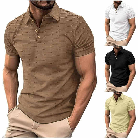 SGFCWSX Polo Shirts for Men Short Sleeve Business Slim Fit Casual Golf Shirts Coffee Size 3XL