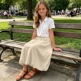 thumbnail image 5 of Zpanxa Girls Summer Clothes Kids Girls Skirt Casual Midi A-Line Plain Side Pocket Elastic High Waist Flowy Hem Skirts Beige 5 Years, 5 of 9