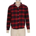 thumbnail image 4 of Dxzfnsa Womens Fall Outfits Fashion Clothes Shackets Flannel Plaid Button Down Long Sleeve Shirts Jackets Shirts for Women,Red-L, 4 of 7
