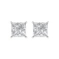 thumbnail image 3 of 3 Ct Princess Cut Studs Clear Crystal 18K White Solid Gold Everyday Dainty Earrings Push Back, 3 of 7