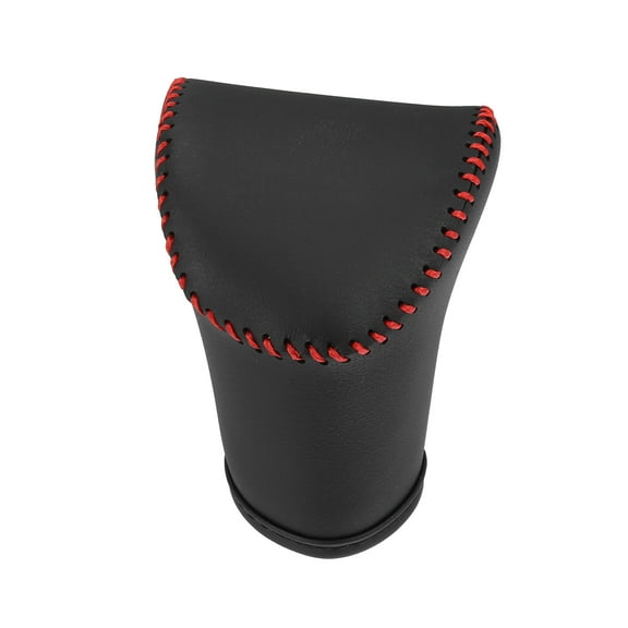 Automatic Gear Shift Knob Cover Sheath for Kia Seltos 2021-2023 Faux Leather Black Red Stitches