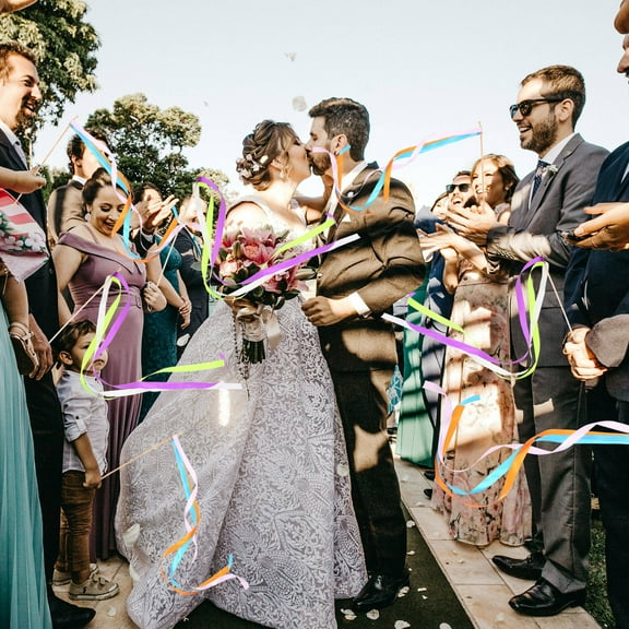 WHAMVOX 10 Pcs Wedding Fairy Wand Ribbon Stick Party Streamers