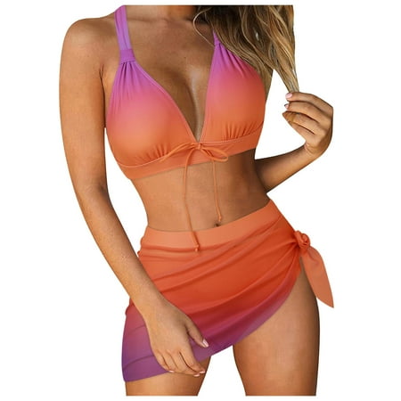 QYZEU 2 Piece Swimsuit for Women Plus Size Swimsuits for Women Women High Waisted Bikini Push Up Two Piece Swimsuits Vintage Swimsuit Ruched Print Lightweight Bikini Purple S