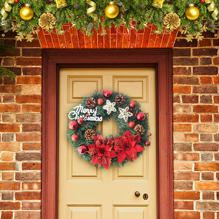 Vikakiooze Christmas Wreath With Balls And Plastic Flower