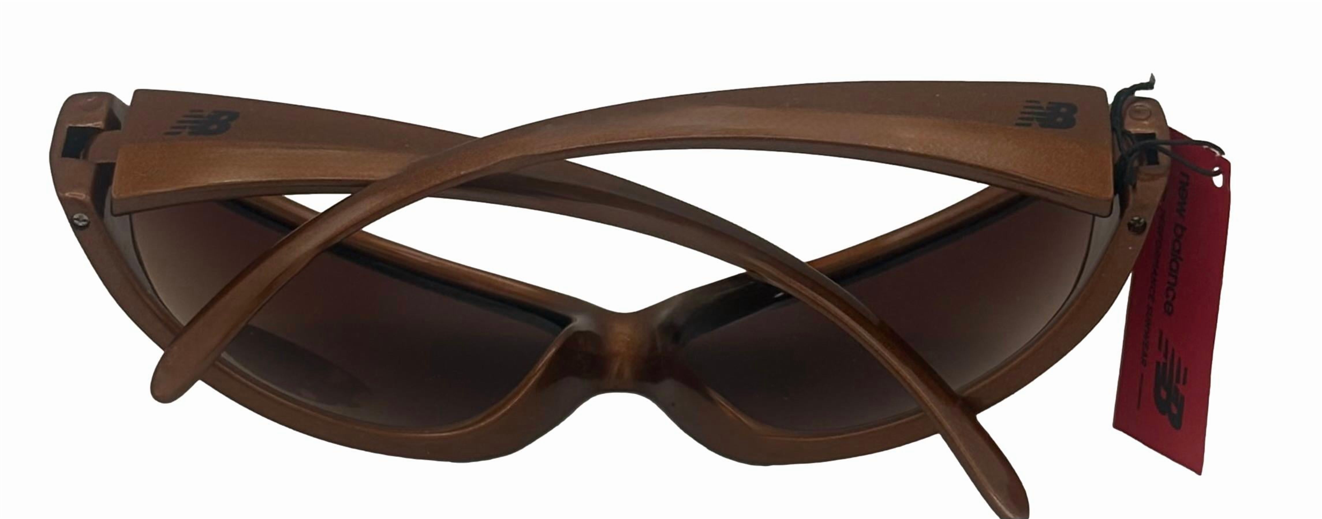 New Balance Men's Rectangle Pearl Brown Wrap Gradient Lens Sunglasses