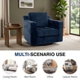 thumbnail image 6 of COOLHUT Swivel Accent Chair, Linen Fabric Modern Upholstered Armchair with Plump Back Pillow, Comfort Barrel Reading Chair for Living Room Bedroom, Navy Blue, 6 of 11