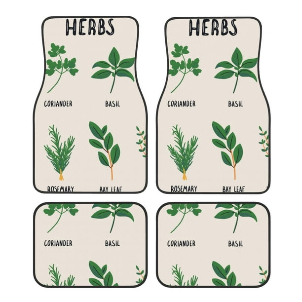 Fotbe Herbs Juego de 4 Tapetes para Auto con Estampado – Alfombrillas de Goma Reforzada, Diseño Antideslizante, Protección para Todo el Año – Vehículos, Autos, Camionetas y SUVs