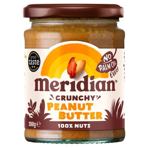 Meridian No Added Salt Crunchy Peanut Butter 280g, British Import (Pack of 2)