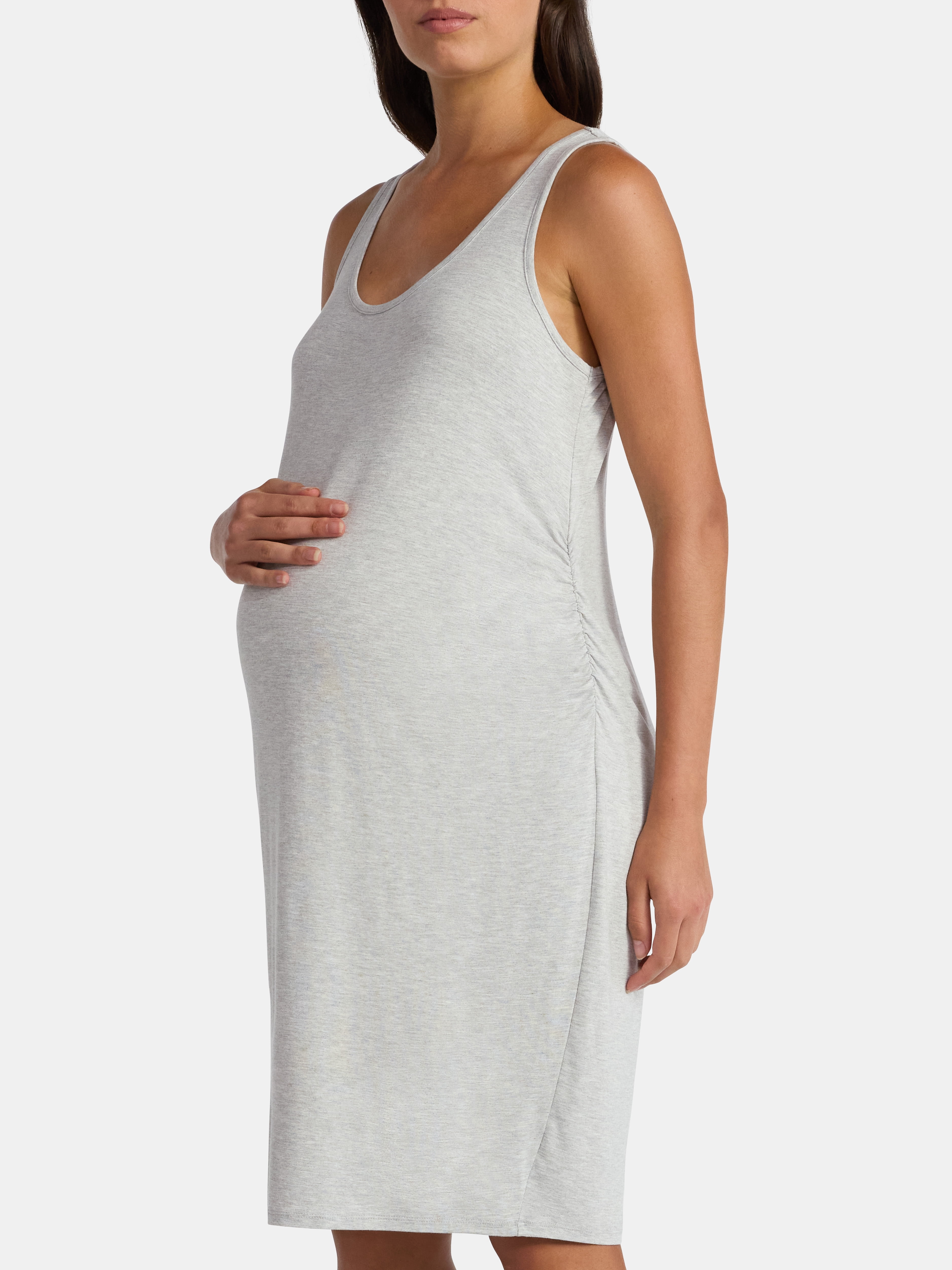 Time and Tru Women's Maternity Sleeveless Shirred Tank Dress, Size S-XXL