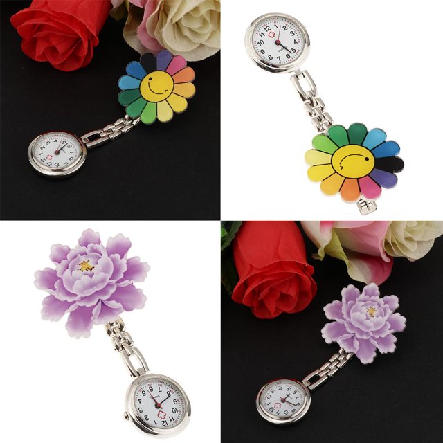 2 Piezas Reloj de Enfermera Reloj de Enfermera con Clip Reloj de Enfermera Hermoso Floral, Movimiento de Fernando Lindo reloj de bolsillo de enfermera
