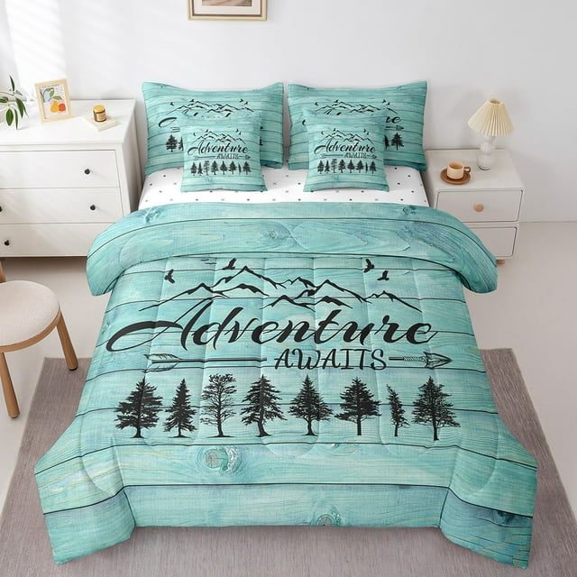 YST Ensemble de Douillette Adventure Life, Décor de Camping, 7 Pcs, Très Grand Lit, Polyester, Lit Tout-en-un