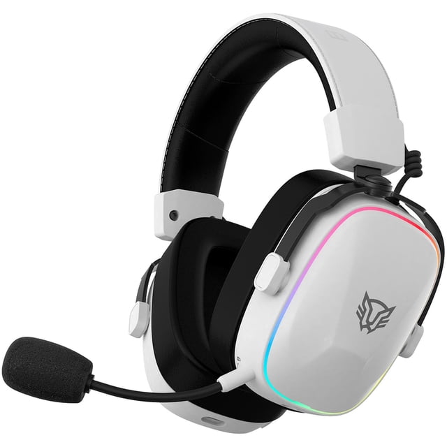 Audifonos Diadema Gamer BALAM RUSH AEON EXPERT HS1100 Inalambrico USB 2.4 GHz/BT 5.3 Microfono Desmontable Sonido 7.1 RGB blanco