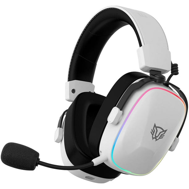 Audifonos Diadema Gamer BALAM RUSH AEON EXPERT HS1100 Inalambrico USB 2.4 GHz/BT 5.3 Microfono Desmontable Sonido 7.1 RGB blanco