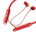 thumbnail image 4 of Banda para el cuello con micrófono Auriculares intrauditivos Bluetooth 5.1 rojo, 4 of 4
