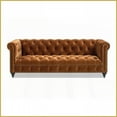 thumbnail image 4 of 88'' Burnt Orange Performance Velvet Tufted Chesterfield Sofa – 3-Person Living Room Couch | Burnt Orange | Kiln-Dried Solid Hardwood | Velvet, 4 of 8