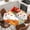 White, variant on Fall Orange Pumpkins Round Tablecloth, Fitted Table Cover with Elastic for 36"-44" Round Tables, Autumn Farmhouse Maple Leaves Table Cloth Outdoor Indoor Dinning Party Waterproof Tablecloths