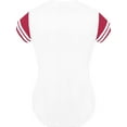 thumbnail image 2 of DIGITMON Women's Baseball Softball Jersey Button Down Two-Stripe Sleeve Shirts Uniform WHITEHOTPINK, X-Large, 2 of 4