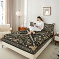 thumbnail image 4 of Manfei Retro Rustic Flower Bed Sheets,Country Floral King Sheets,Brown Black Sheet Set For Girl Boy,Luxury Bedroom Decor,4-Piece, 4 of 7