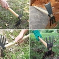 thumbnail image 3 of Hoe and Cultivator Garden Rake, Hand Tiller with Wooden Handle, Sharp Hoe Blade & Sturdy 3 Claw Tiller, Heavy Duty Dual Headed Tools for Digging, Loosening Soil, Weeding, 3 of 8