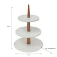 thumbnail image 3 of Maison Concepts White 3 Tier Marble Cake Stand With Wood Pipe (White) 12" X 12" X 17.5", 3 of 3