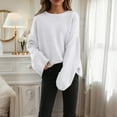 thumbnail image 4 of AKOEE Comfy Sweaters for Women Fall Winter Casual Solid Color Knitted Pullover Long Sleeve Tops Soft Jumpers (XL, White), 4 of 4