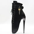 thumbnail image 3 of FHC New Novelty Stiletto High Heels Ballet Boots,Fetish Cosplay Shoes,Lock Wrap Strap Ankle Botas,18cm/7 inches,Stock,Big Size (Pink shiny,43), 3 of 7