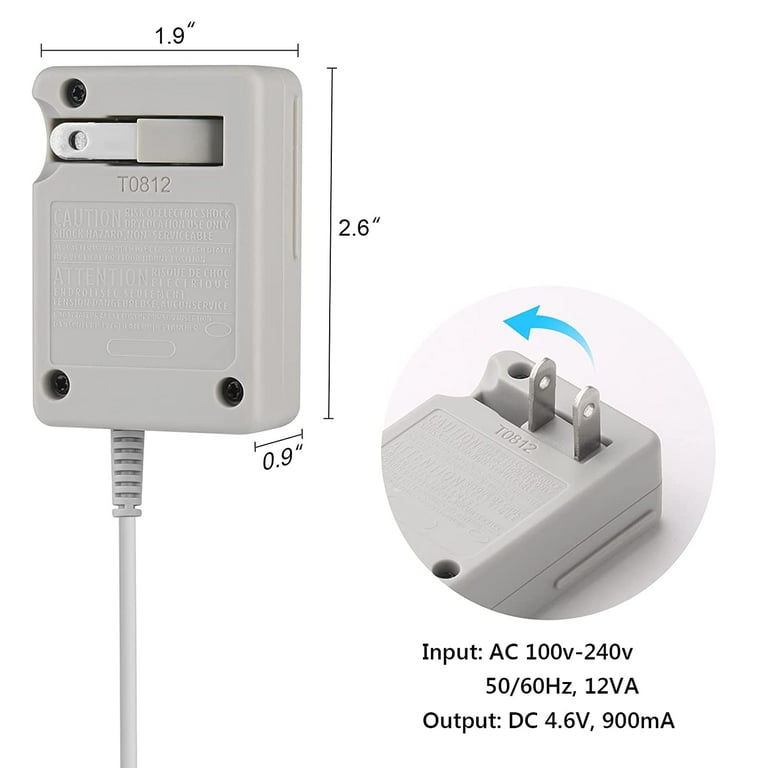 VOYEE 3DS Charger Compatible with Nintendo 3DS/ DSi/DSi XL/ 2DS/ 2DS XL/New  3DS XL 100-240V Wall Plug Adapter